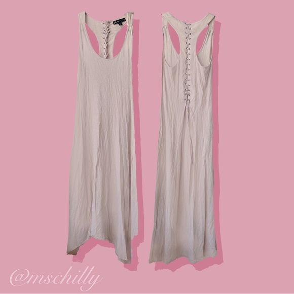 Elizabeth and James Dresses & Skirts - Elizabeth and James Cream Tan Maxi Lace Up Dress Coverup Swim Cover XS